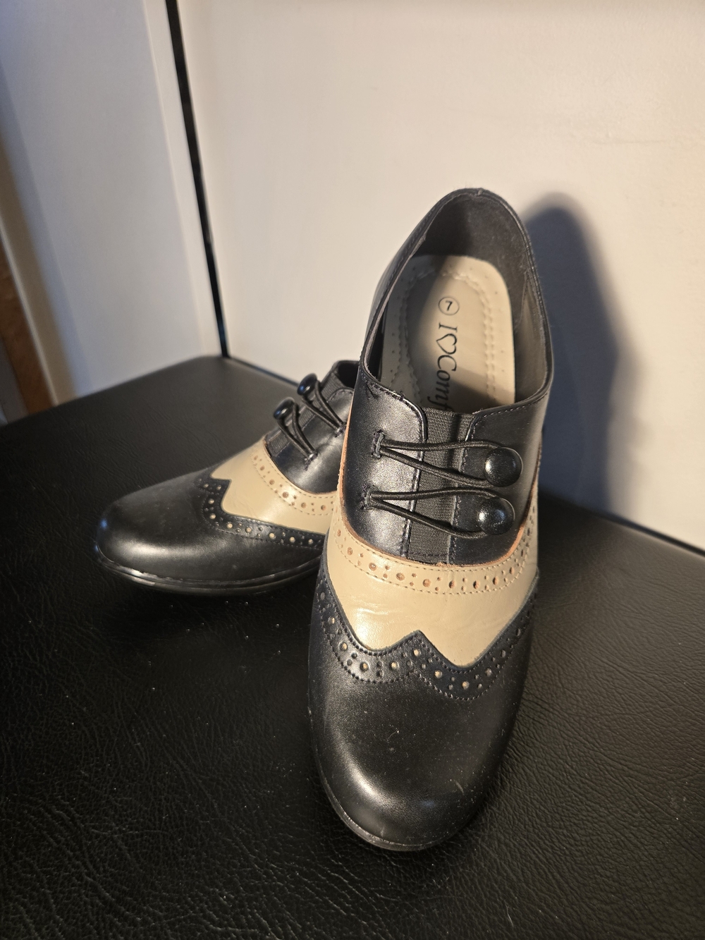 Black and Beige Oxford  Shoes